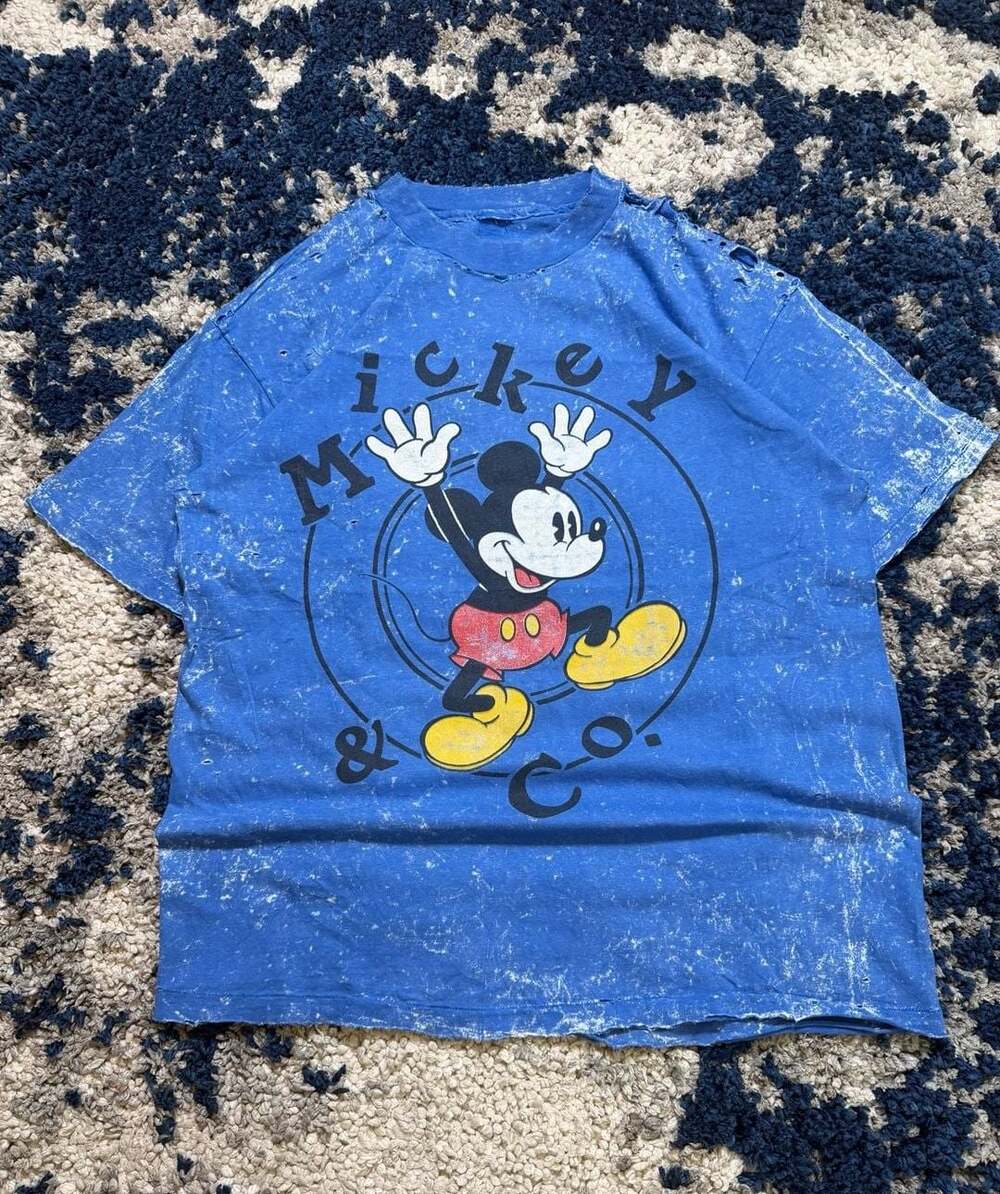 Vintage Mickey & Co. Blue Acid Wash Graphic T-Shirt